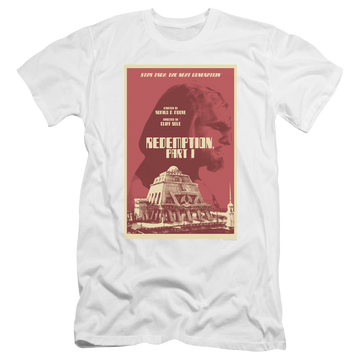 White men's premium slim fit t-shirt with Star Trek The Next Generation Tng Season 4 Episode 26 graphic