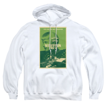White pullover hoodie with Star Trek The Next Generation Tng Season 5 Episode 1 graphic