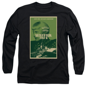 Black men's long sleeve t-shirt with Star Trek The Next Generation Tng S5 Ep1 graphic