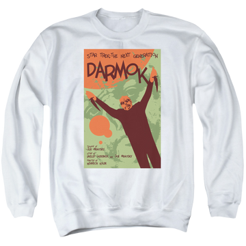 White men's crewneck sweatshirt with Star Trek The Next Generation Tng S5 Ep2 graphic