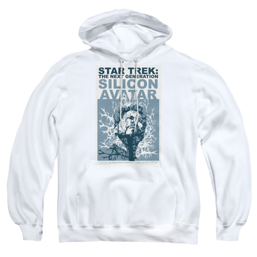 White pullover hoodie with Star Trek The Next Generation Tng Season 5 Episode 4 graphic