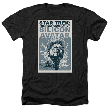 Black men's heather t-shirt with Star Trek The Next Generation Tng Season 5 Episode 4 graphic