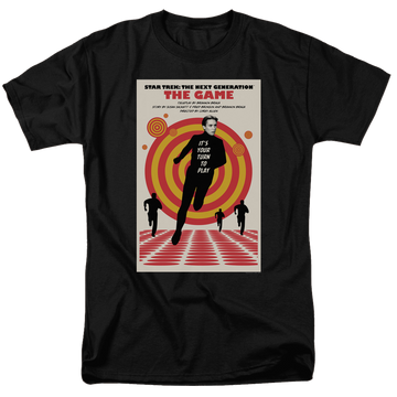 Black men's regular fit t-shirt with Star Trek The Next Generation Season 5 Episode 6 graphic