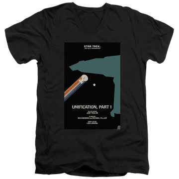 Black men's v-neck t-shirt with Star Trek The Next Generation Tng Season 5 Episode 7 graphic