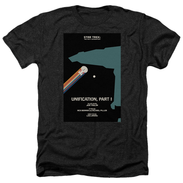 Black men's heather t-shirt with Star Trek The Next Generation Tng Season 5 Episode 7 graphic