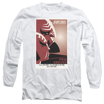White men's long sleeve t-shirt with Star Trek The Next Generation Season 5 Episode 10 graphic