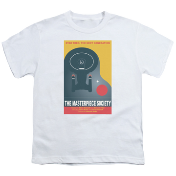 White youth t-shirt for ages 8 to 12 with Star Trek The Next Generation Tng Season 5 Episode 13 graphic