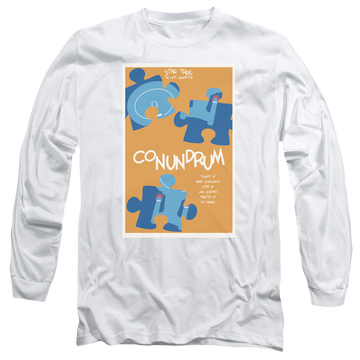 White men's long sleeve t-shirt with Star Trek The Next Generation Tng S5 Ep14 graphic