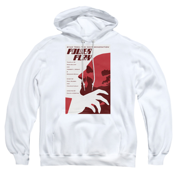 White pullover hoodie with Star Trek The Next Generation Tng Season 5 Episode 15 graphic