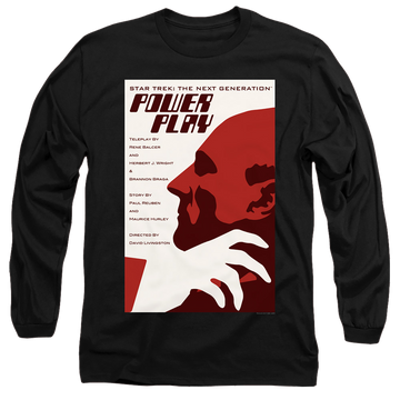 Black men's long sleeve t-shirt with Star Trek The Next Generation Tng S5 Ep15 graphic