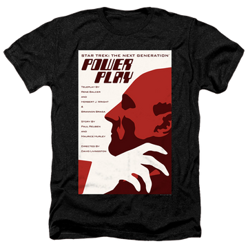 Black men's heather t-shirt with Star Trek The Next Generation Tng Season 5 Episode 15 graphic