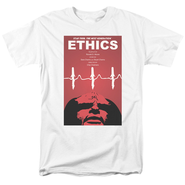 White men's regular fit t-shirt with Star Trek The Next Generation Season 5 Episode 16 graphic