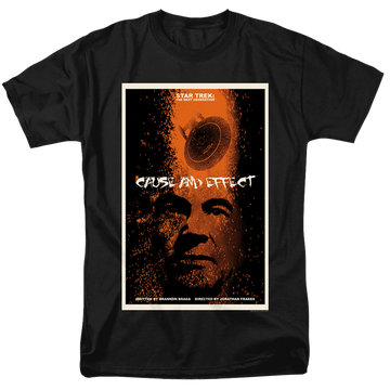 Black men's regular fit t-shirt with Star Trek The Next Generation Season 5 Episode 18 graphic