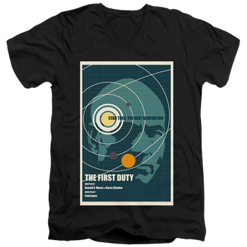 Black men's v-neck t-shirt with Star Trek The Next Generation Tng Season 5 Episode 19 graphic