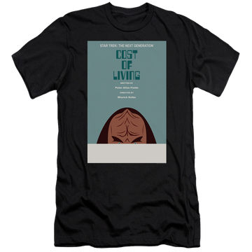 Black men's premium slim fit t-shirt with Star Trek The Next Generation Tng Season 5 Episode 20 graphic