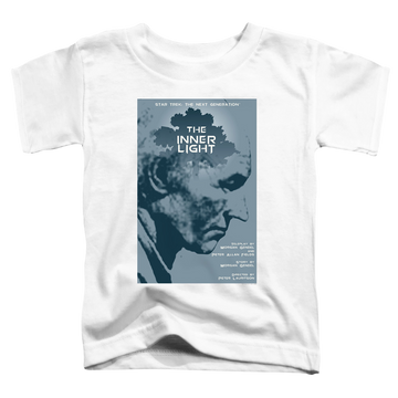 White toddler t-shirt with Star Trek The Next Generation Tng Season 5 Episode 25 graphic