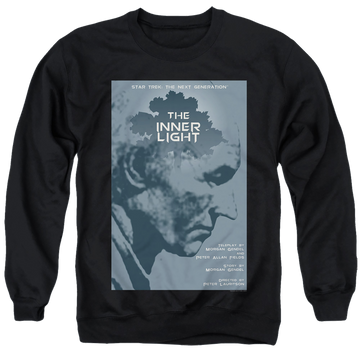 Black men's crewneck sweatshirt with Star Trek The Next Generation Tng S5 Ep25 graphic