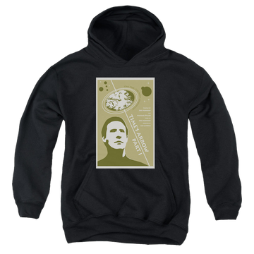 Black youth hoodie for ages 8 to 12 with Star Trek The Next Generation Tng Season 5 Episode 26 graphic
