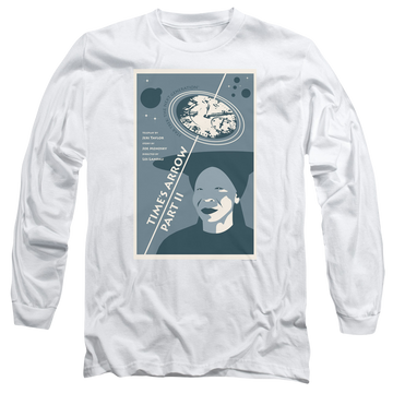 White men's long sleeve t-shirt with Star Trek The Next Generation Tng S6 Ep1 graphic