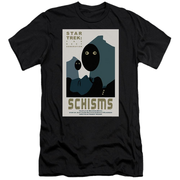 Black men's premium slim fit t-shirt with Star Trek Tng Season 6 Episode 5 graphic