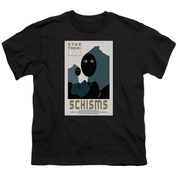 Black youth t-shirt for ages 8 to 12 with Star Trek The Next Generation Tng Season 6 Episode 5 graphic