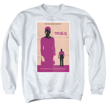 White men's crewneck sweatshirt with Star Trek The Next Generation Tng S6 Ep6 graphic