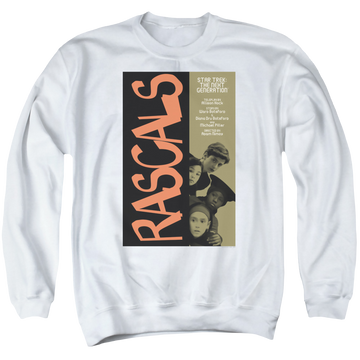 White men's crewneck sweatshirt with Star Trek The Next Generation Tng S6 Ep7 graphic