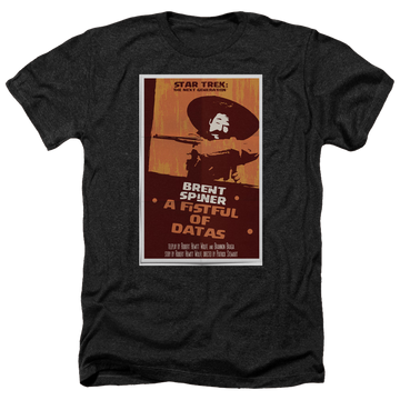 Black men's heather t-shirt with Star Trek The Next Generation Tng Season 6 Episode 8 graphic