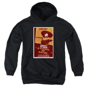 Black youth hoodie for ages 8 to 12 with Star Trek The Next Generation Tng Season 6 Episode 8 graphic