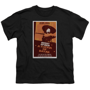 Black youth t-shirt for ages 8 to 12 with Star Trek The Next Generation Tng Season 6 Episode 8 graphic