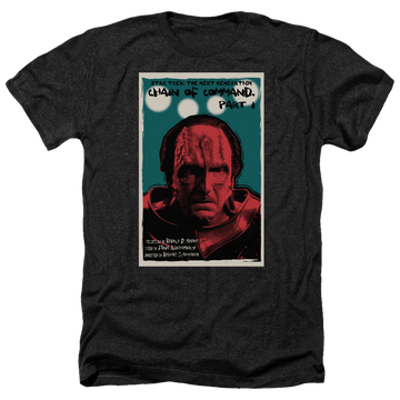 Black men's heather t-shirt with Star Trek The Next Generation Tng Season 6 Episode 10 graphic