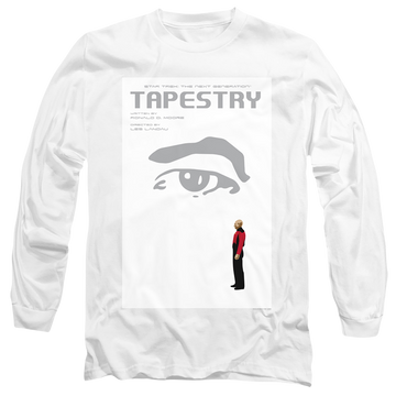 White men's long sleeve t-shirt with Star Trek The Next Generation Tng S6 Ep15 graphic