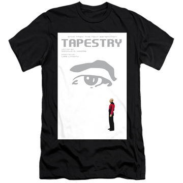 Black men's premium slim fit t-shirt with Star Trek The Next Generation Tng Season 6 Episode 15 graphic