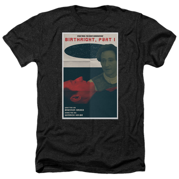Black men's heather t-shirt with Star Trek The Next Generation Tng Season 6 Episode 16 graphic
