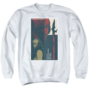 White men's crewneck sweatshirt with Star Trek The Next Generation Tng S6 Ep17 graphic