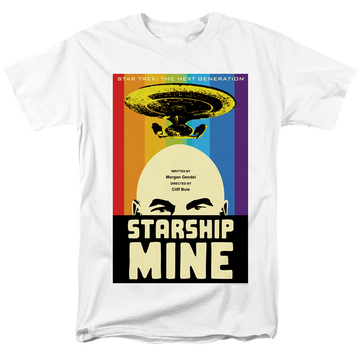 White men's regular fit t-shirt with Star Trek The Next Generation Season 6 Episode 18 graphic