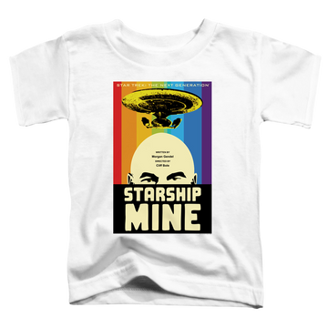 White toddler t-shirt with Star Trek Tng Season 6 Episode 18 graphic