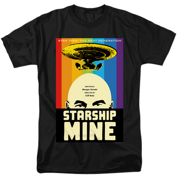 Black men's regular fit t-shirt with Star Trek The Next Generation S6 E18 graphic