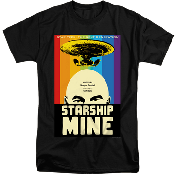 Black men's tall fit t-shirt with Star Trek The Next Generation Tng Season 6 Episode 18 graphic