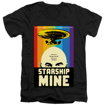 Black men's v-neck t-shirt with Star Trek The Next Generation Tng Season 6 Episode 18 graphic