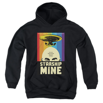 Black youth hoodie for ages 8 to 12 with Star Trek The Next Generation Tng Season 6 Episode 18 graphic