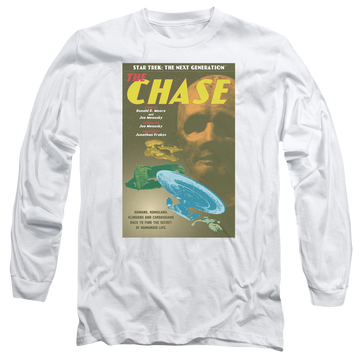 White men's long sleeve t-shirt with Star Trek The Next Generation Tng S6 Ep20 graphic