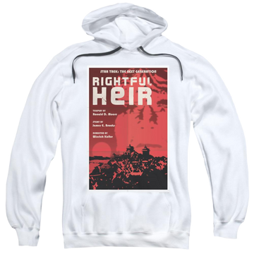 White pullover hoodie with Star Trek Tng Season 6 Episode 23 graphic