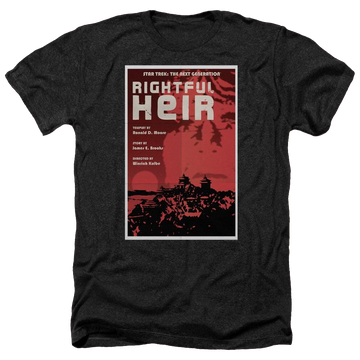 Black men's heather t-shirt with Star Trek Tng Season 6 Episode 23 graphic