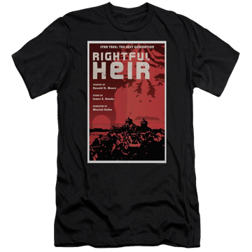 Black men's premium slim fit t-shirt with Star Trek Tng Season 6 Episode 23 graphic