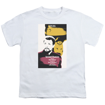 White youth t-shirt for ages 8 to 12 with Star Trek The Next Generation Tng Season 6 Episode 24 graphic