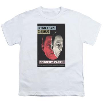 White youth t-shirt for ages 8 to 12 with Star Trek The Next Generation Tng Season 6 Episode 26 graphic
