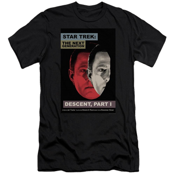 Black men's premium slim fit t-shirt with Star Trek Tng Season 6 Episode 26 graphic