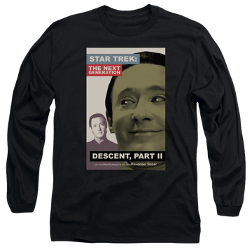 Black men's long sleeve t-shirt with Star Trek The Next Generation Tng S7 Ep1 graphic