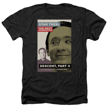 Black men's heather t-shirt with Star Trek The Next Generation Tng Season 7 Episode 1 graphic